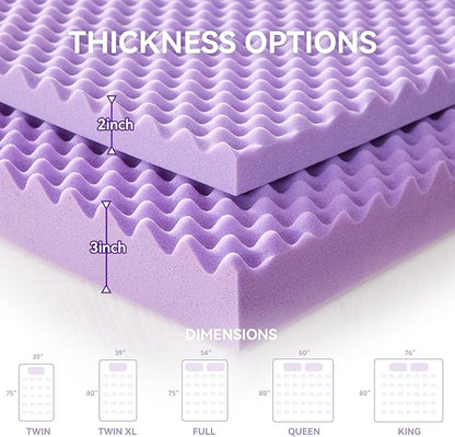 SINWEEK 1.5 Inch Egg Crate Cooling Gel Memory Foam Mattress Topper Full Size, Soft Mattress Pad for Back Pain Relief, Bed Topper, CertiPUR-US Certified