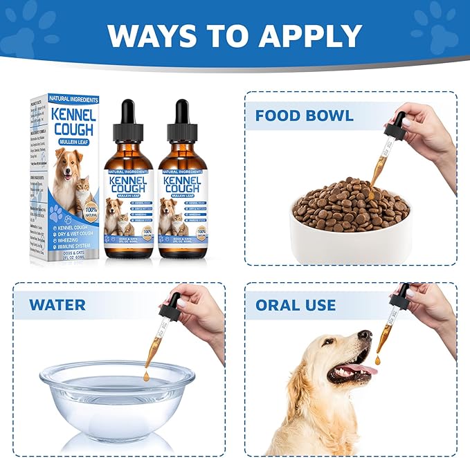 Kennel Cough Herbal Drops for Dogs & Cats,Dog Cough Treatment,Dog Cough Suppressant,Kennel Cough for Dogs,Coughing Treatment Liquid,Cough Treatment for Cats,Natural Cough Supplement for Cat-Mewly Pet