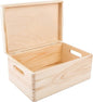 Large Wooden Storage Box with Hinged Lid | 11.8 x 7.87 x 5.51 in (+-0.5) | Plain Unpainted Gift Box with Handles for Tool Toy Shoes Kitchen Clothes Jewelry | Rough & UNSANDED Wood