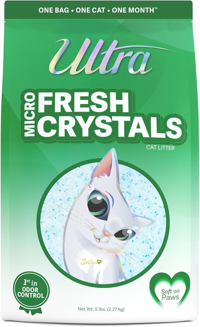 Ultra Fresh Scented Micro Crystals Premium Cat Litter - 99.9% Dust Free, Soft on Paws - 5 Lbs.-Mewly Pet