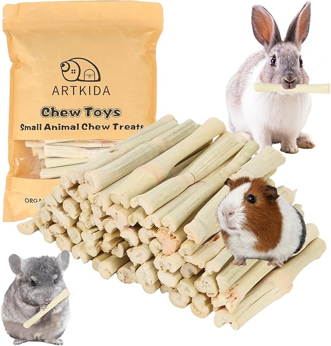 2.7lb Sweet Bamboo Sticks for Rabbits Chew Sticks Toys Guinea Pig Hamster Chinchilla Molar Treats Snacks, Natural Teeth Grinding Toys-Mewly Pet