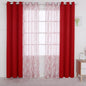 BONZER Mix and Match Curtains - 2 Pieces Branch Print Sheer Curtains and 2 Pieces Blackout Curtains for Bedroom Living Room Grommet Window Drapes, 37x84 Inch/Panel, Red, Set of 4 Panels