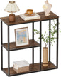 WOHOMO Console Table, Small Entryway Table with Storage Shelves 12'' Narrow Sofa Table Modern Hallway Table for Living Room 31.5" x12''x31.5'' Walnut