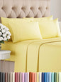 Queen 6 Piece Sheet Set - Comfy Breathable & Cooling - Ultra Soft Hotel Luxury Bedding Set w/ 8-16 Inch Deep Pockets - 1 Flat & 1 Fitted Sheet & 4 Pillowcases - Cozy, Wrinkle Free & Easy Care - Yellow