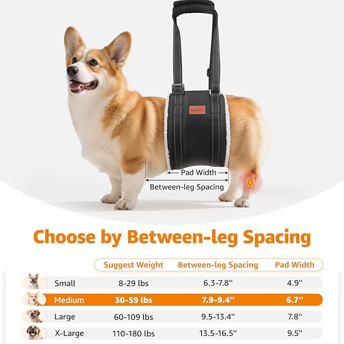 LOOBANI Portable Dog Sling for Back Legs, Hip Support Harness to Help Lift Dogs Rear for Canine Aid and Old K9 Cruciate Ligament Rehabilitation-Mewly Pet