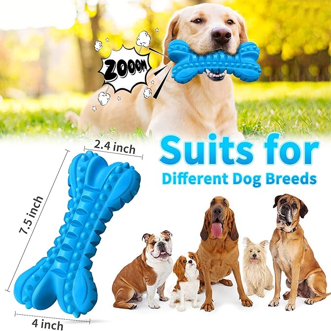 LEGEND SANDY Dog Toys for Aggressive Chewers Large Breed, Durable Dog Bones Squeaky Chew Toy, Nearly Indestructible Dog Toys for Large, Tough Natural Rubber Puppy Chew for Medium Teeth Cleaning-Mewly Pet
