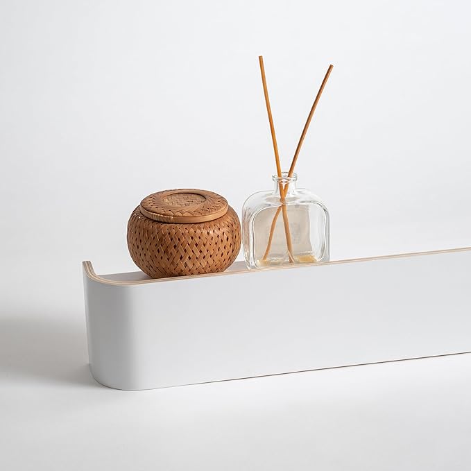Kazai. Wall-Mounted Coat Rack 'Toke' - Modern Design Coat Rack with Hidden Wall Hooks - Solid Wood Veneer Panel Coat Hanger - White