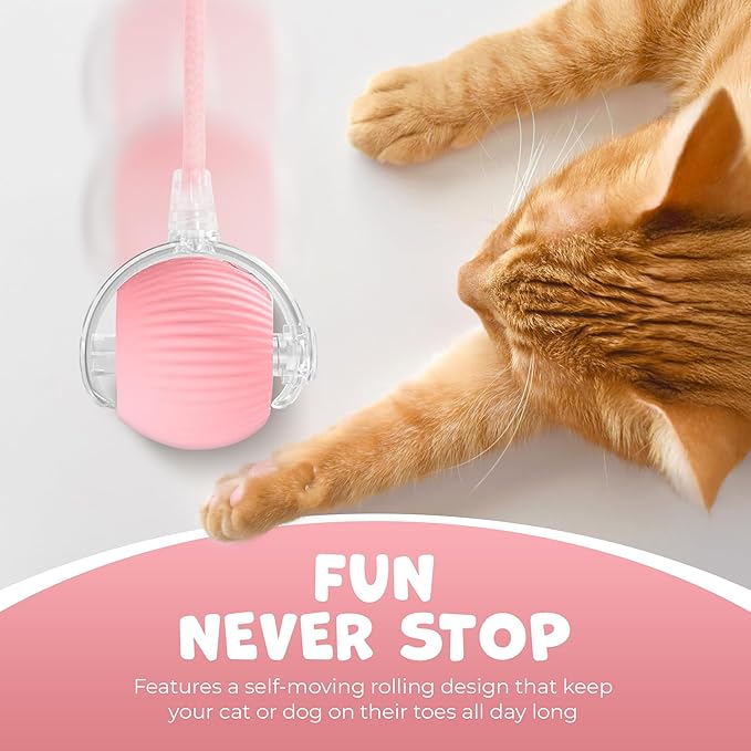 Pawlo Speedy Tail 2.0 Cat Toy –Teazys Turbo Tail Upgrade – Interactive Cat Toy – Kitten Toys – Automatic cat Toy for Boredom – Moving cat Toys for Indoor Cats with 2 Tails (Pink)-Mewly Pet