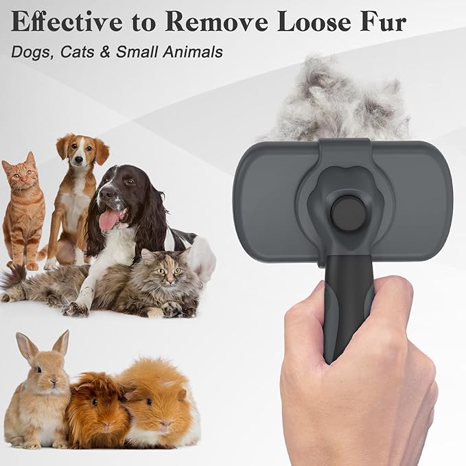 Swihauk Self Cleaning Slicker Brush - Skin Friendly for Dogs & Cats, Deshedding Grooming Tool for Shedding Hair, Puppy Brush for Haired Pets-Mewly Pet