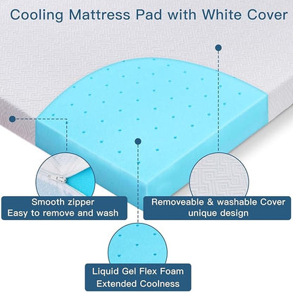 Airensky 4 Inch Memory Foam Mattress Topper, Cooling Gel Infused High Density Twin (39"x75") Topper with Removable Skin-Friendly Cover, Bed Topper for Pressure Relief Back Pain, CertiPUR-US Certified