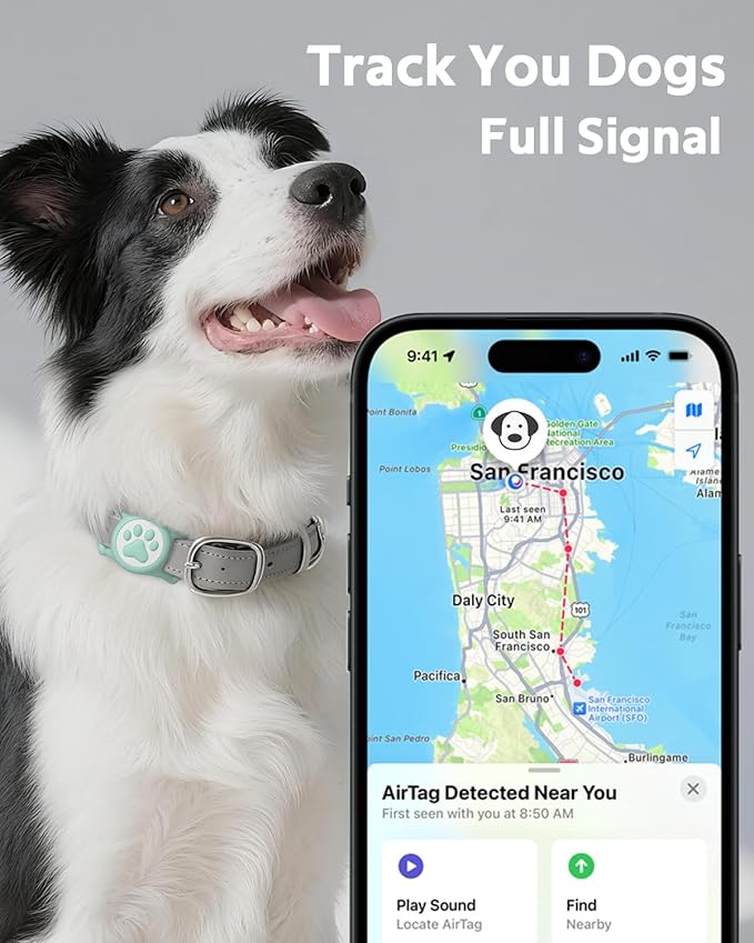 IP68 Waterpoof Dog Airtag Holder, Stretchy Silicone Full Body Covered Apple Air Tag Holder for Dog Cat Collar Fit All Width Collar (Black/Green/Blue/Pink, 4 Pack)-Mewly Pet