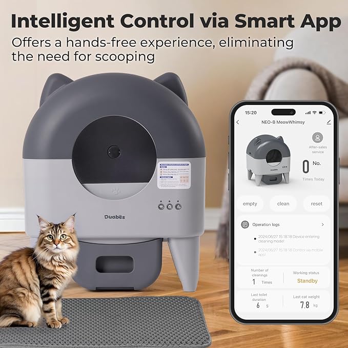 Self Cleaning Litter Box: Extra Large Automatic Cat Litter Box Self Cleaning for Multiple Cats - APP Control with Smart Sensors - Safety Protection - Low Noise Design-Mewly Pet