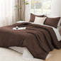 Litanika Brown Comforter Set Twin/Twin XL Size, 2 Pieces Lightweight Solid Bedding Comforter Set, All Season Fluffy Bed Set (66x90In Comforter & 1 Pillowcase)
