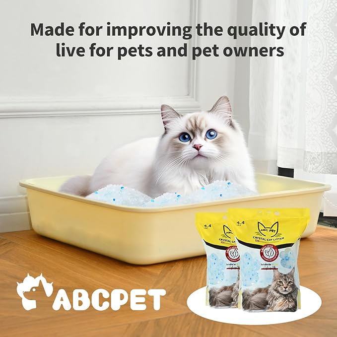 Cat Litter Crystals No Clumping Odor Control Kitty Litter Non-Clumping No scooping Low Dust, Low Tracking, Dehydrates Waste - 25.8 lbs (6 x 4.3 lb Packs)-Mewly Pet