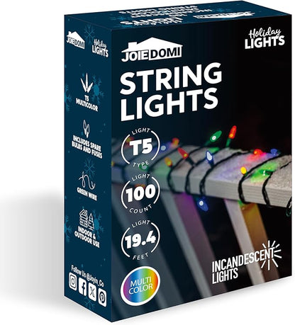 Joiedomi Multicolor Christmas String Lights,100 Count 21.4FT Christmas Fairy Tree Lights Plug in for Indoor Outdoor Xmas Decorations Patio Holiday Theme Party Yard House,Green Wire