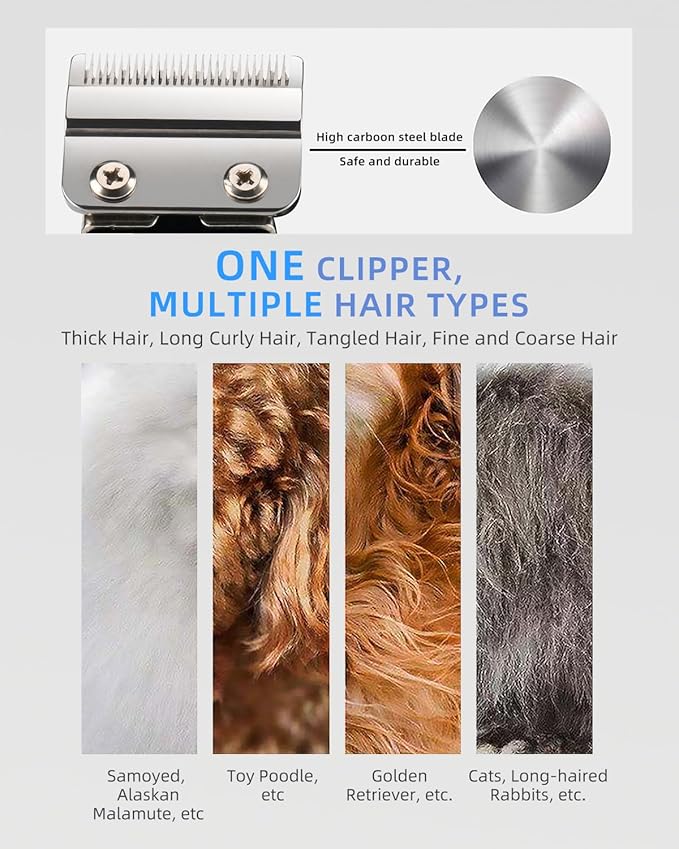 Professional Dog Grooming Clippers Kit, 24V High Power for Thick Coats, Quiet Dog Clippers with 10 Metal Guard Combs & Brush, Ideal Dog Hair Remover for Cats and Pets-Mewly Pet