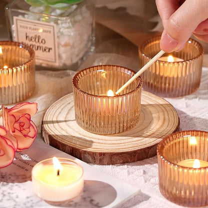 Tealight Candle Holder Set of 12,Gold Small Votive Candle Holders for Table Centerpiece,Glass Tea Light Candles Holder for Party&Home,Wedding Decor(2''Dia*1.4''H)