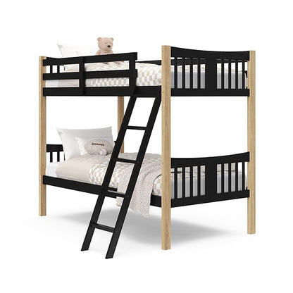Storkcraft Caribou Twin-Over-Twin Bunk Bed (Black with Natual) – GREENGUARD Gold Certified, Converts to 2 Individual Beds