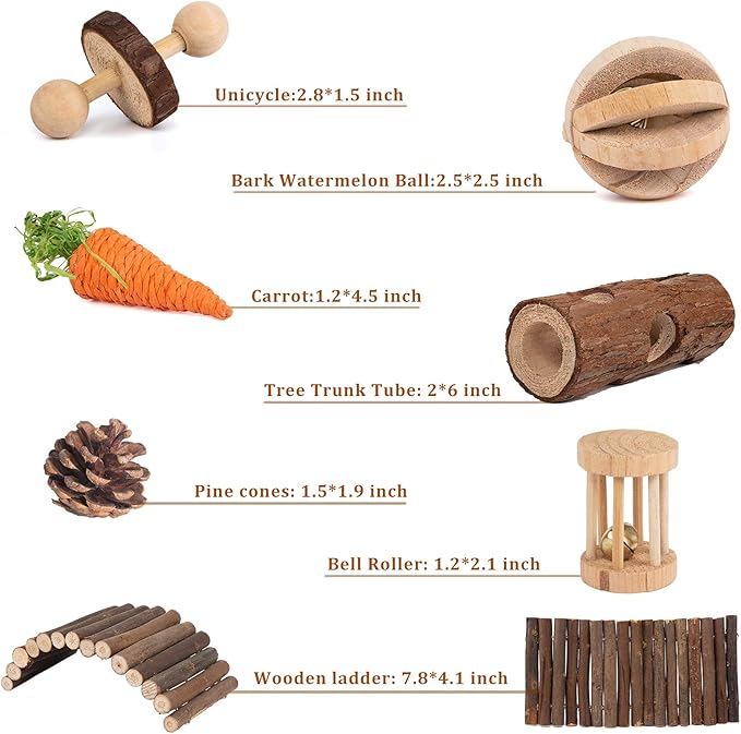 Sofier Hamster Toys Hamster Accessories for Cage Natural Guinea Pig Toys and Chews for Teeth Rat Toys Chinchilla Toys Wood Hideout Bridge Apple Wood Sticks-Mewly Pet
