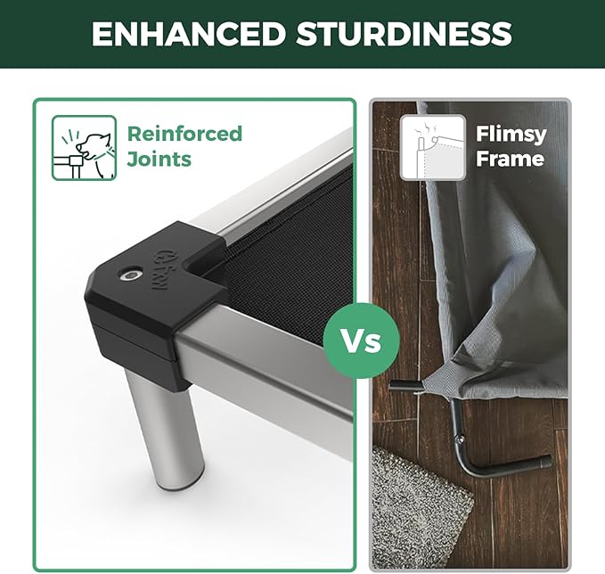 FXW TitanNest Chew-Proof Elevated Dog Bed, Raised Cot for Indoor/Outdoor/Camping Use, Durable & Waterproof Cooling Pet Bed for Extra Large Dogs, 56.0" L x 31.0" W x 7.3" H, Black-Mewly Pet