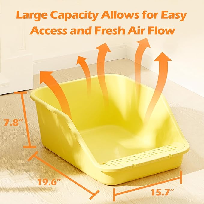 SpaceTime Large Cat Litter Box with High Sides,Cat Boxes for Indoor Cats,Cat Litter Pan for Kitty,Litter Box with Low Entry,Easy to Clean,Anti-Splashing(Grey)-Mewly Pet