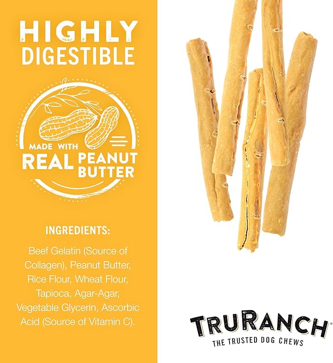 Collagen Rolls - 9" Collagen Rolls for Dogs - Long Lasting Healthy Joint Support Dog Treat - Rawhide Alternative - Skin & Coat Health - Made with Real Peanut Butter, 1 Bag, 3 Count-Mewly Pet