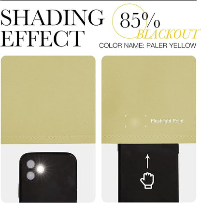 NICETOWN Paler Yellow Blackout Curtains 120" Long for Office, Dining Room, Guest Room, 55" Wide, 2 Pieces, Sound Reducing Heat and Cold Block Curtain Panels for Modern Decorative