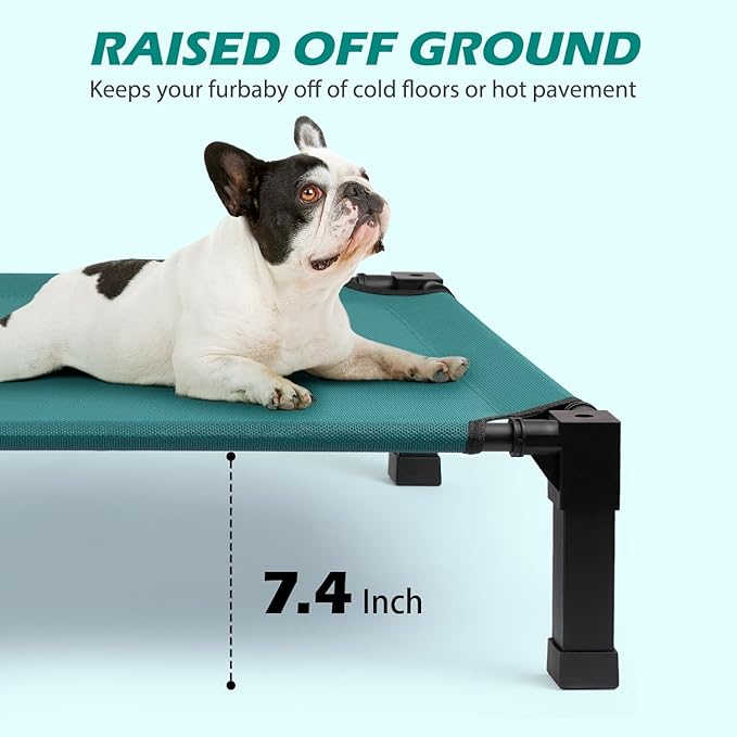 Heeyoo Elevated Dog Bed, Cooling Raised Pet Cot with Chew Proof Washable Breathable Mesh and Metal Frame, Portable Dog Cot Bed with No-Slip Feet for Outdoor or Indoor Use-Mewly Pet