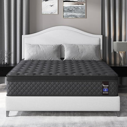 Twin Mattress 12 Inch, Medium Firm Hybrid Mattresses Euro Top for Back & Lumbar Support,Individual Pocket Spring Bed for Motion Isolation & Pressure Relief