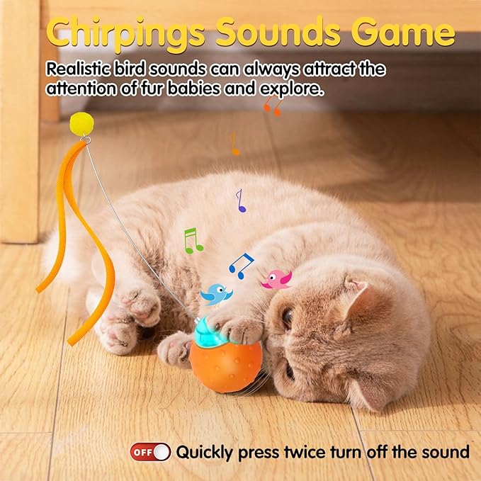 Interactive Cat Toys Balls, Automatic Moving Cat Toys for Indoor Cats, Self Rotating Ball with Motion Activated, Electric Cat Mouse Toys, USB Rechargeable-Mewly Pet