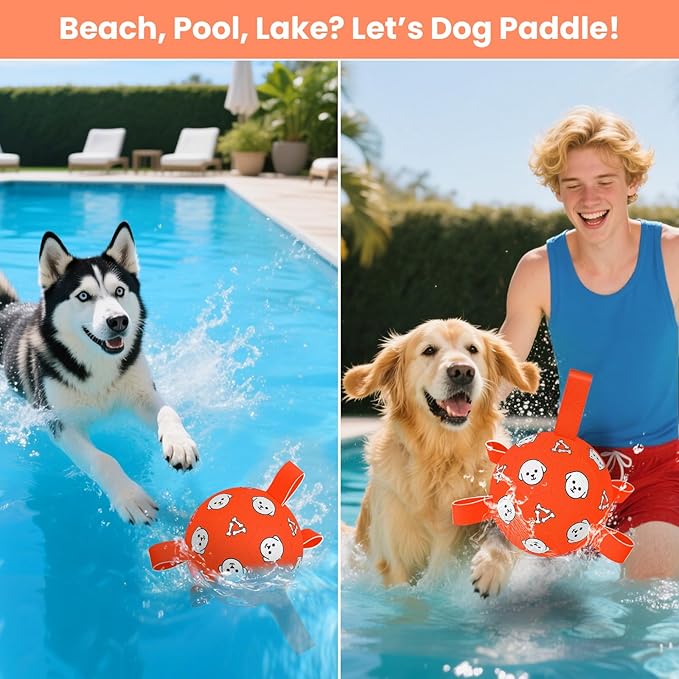 Dog Toys Soccer Ball with Straps, Durable Dog Balls, Interactive Dog Toys for Tug of War, Floating Water Puppy Toys for Indoor/Outdoor – Fun Dog Birthday Gift for Small Medium Dogs, 6 Inch-Mewly Pet