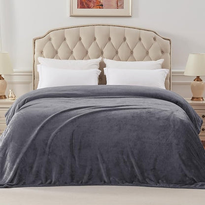 Exclusivo Mezcla Fleece Blanket Twin Size for Bed, Super Soft and Warm, All Season Use, Cozy, Plush, Lightweight, 60x80 Inches Dark Grey