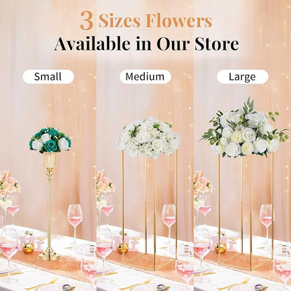 NUPTIO Flower Wedding Centrepieces for Tables - 2 Pcs 9.5in Diameter Teal & White Artificial Flowers Rose Ball for Centerpieces Table - Fake Rose Arrangements for Weddings Birthday Party Decorations