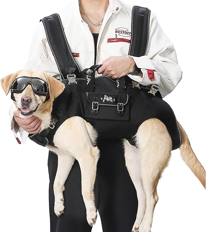 Dog Backpack Carrier - Spine-Friendly for Large Dogs(24-35lbs) Horizontal Design Dog Carrier with Adjustable Back Straps for Joint Injuries, Arthritis, Ideal for Stairs, Elderly Dogs(Size XL)-Mewly Pet