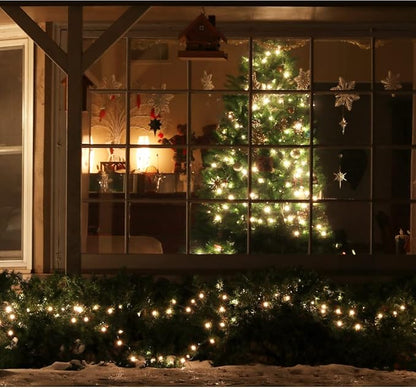 LAMPHOME Super-Bright Extendable Warm White Christmas Lights Decoration 100Lights 19.6ft UL Certified Mini Bulb String Lights Set for Outdoor Christmas Tree Garden Holiday Party Patio Wedding Decor