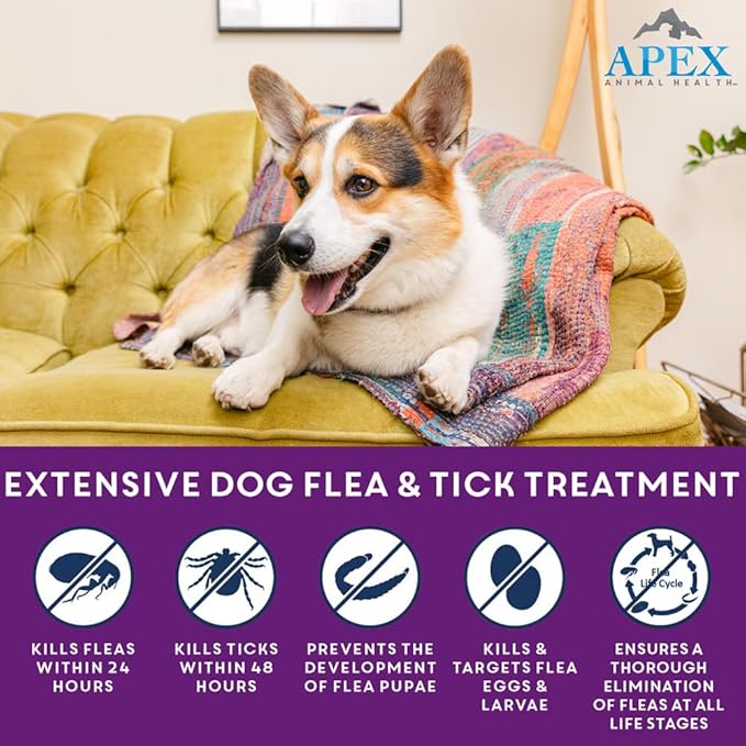 Apex Plus Flea and Tick Prevention for Dogs | Large (45-88 lbs) | 3-Month Supply | Dog Flea and Tick Treatment | 24-Hour Activation, Waterproof, 30-Day Protection-Mewly Pet