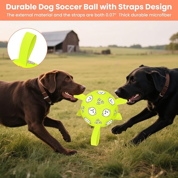Dog Toys, Durable Dog Soccer Ball with Straps, Interactive Dog Toys, Water Fetch Ball for Tug of War, Puppy Toys for Indoor/Outdoor – Fun Dog Birthday Gift for Small & Medium Dogs, 6 Inch-Mewly Pet