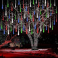 Kwaiffeo Multicolor Icicle Lights Outdoor, Waterproof 16-Tube Meteor Shower Lights for Christmas New Year Party Outside Decor, Equivalent to 2 Sets of 8-Tubes