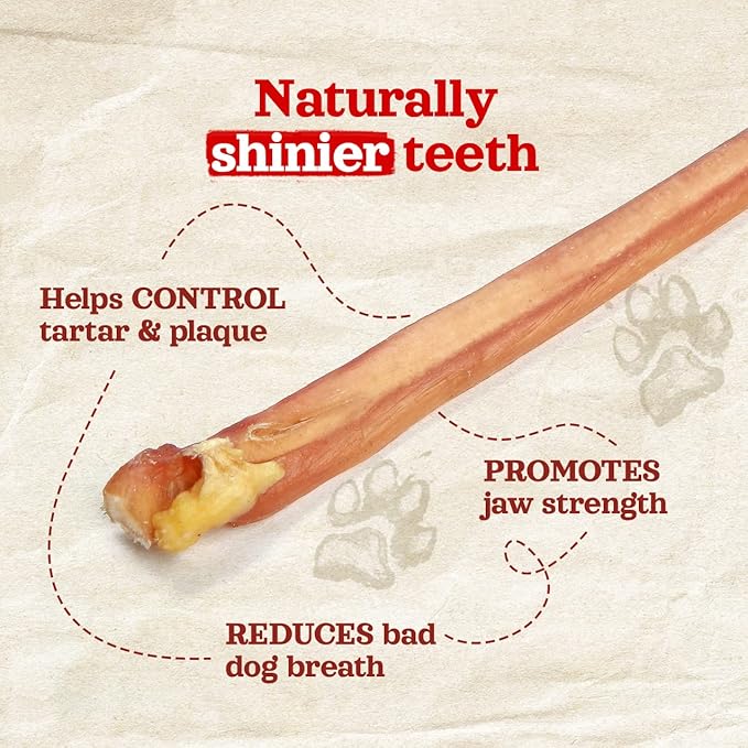 Natural Farm Odor-Free Thin Bully Sticks (6”, 10-Pack) All-Natural Long-Lasting Dog Chews, 100% Beef Pizzle, Grass-Fed, Grain-Free, Protein for Muscle Development & Energy, Perfect for Medium Chewers-Mewly Pet