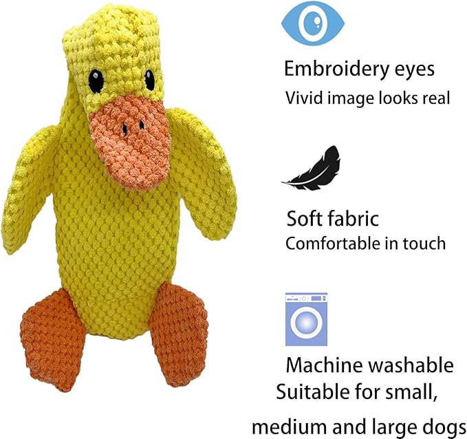 No Stuffing Dog Toys 3 Pack, Squeaky Dog Toys for Large Dogs, Plush Toys for Aggressive Chewers Small Medium Large Breeds, Puppy Chew Toys for Teething (Pineapple Plaid)-Mewly Pet