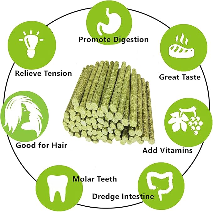 Rabbit Toys,Timothy Hay Stick for Guinea Pig Toy Bunny Chew Toys for Teeth Grinding Hamster Alfalfa Bite Treat Rabbit Molar Food Snack for Pet Rat Chinchilla Squirrel Gerbil-58PCS-Mewly Pet