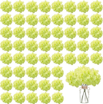 100PCS Artificial Hydrangea Flowers, Fake Flowers Silk Hydrangea Full Flowers Heads with Stems for Wedding Home Party Shop Baby Shower Decor (Mint Green)