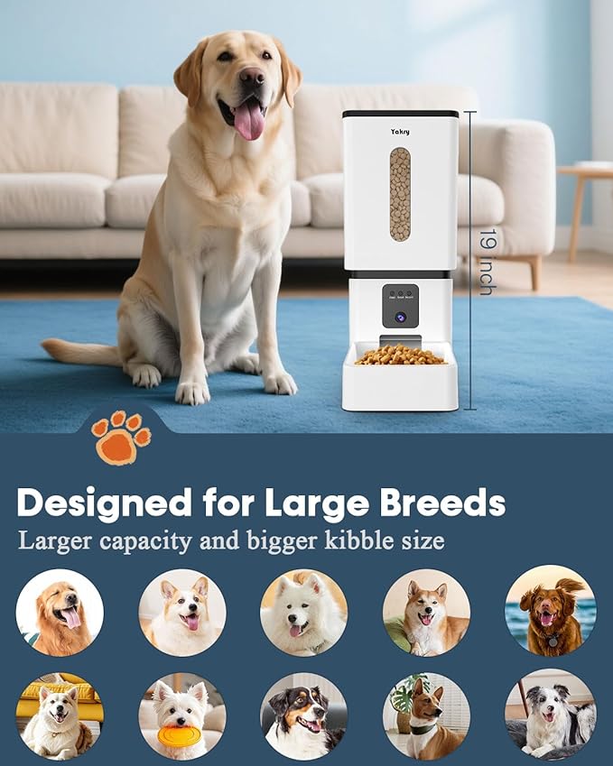 Automatic Dog Feeder Large Breed with Camera - 12L/50 Cups 5G WiFi App Control Dog Food Dispenser, Easy Setup, HD 1080P Video with Night Vision by Yakry-Mewly Pet