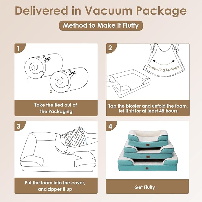 EHEYCIGA Orthopedic Dog Beds for Extra Large Dogs, Waterproof Memory Foam XXL Dog Bed with Sides, Non-Slip Bottom and Egg-Crate Foam Big Pet Couch Bed with Washable Removable Cover, Turquoise Blue-Mewly Pet