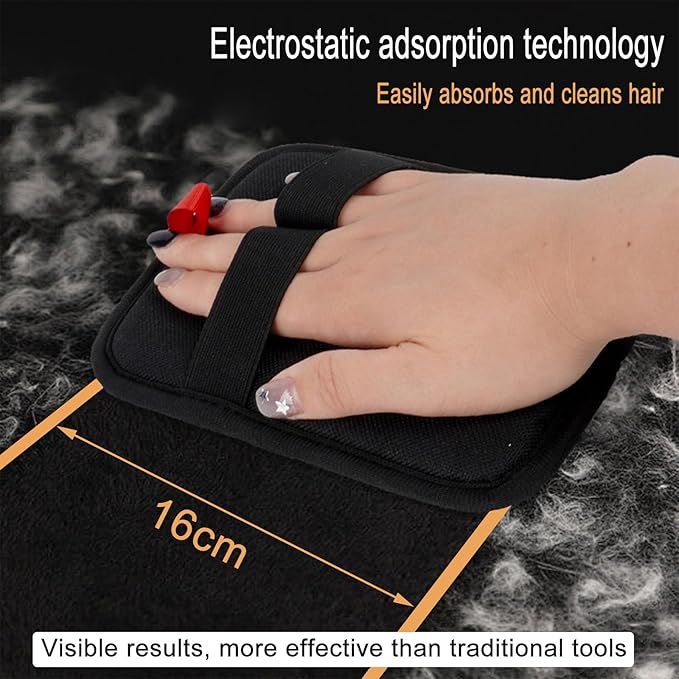 Pet Hair Removal Glove, Electrostatic Pet Hair Removal Gloves, Washable Reusable Dogs Cats Hair Gloves for Furniture, Bed, Sheets, Couch, Clothes, Carpet, Car Seat, Pet Grooming, Curtain 2PCS