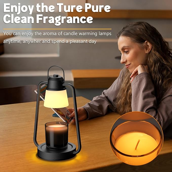 MAOYUE Candle Warmer Lamp with Timer and Dimmer for Jar Candles - Electric Wax Melt Warmer, Vintage Black Decor Lamp, Perfect Housewarming & Birthday Gift for Women, Mom | Upgraded