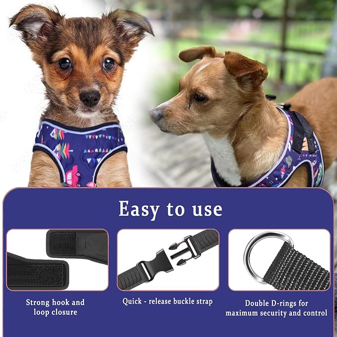 Comfort Fit Dog Harness No Pull with Adjustable Buckles Soft Padded Reflective Choke Step-in Pet Vest with Easy Control Handle for Small Medium Large Dogs & Puppies for Walking Running Training-Mewly Pet