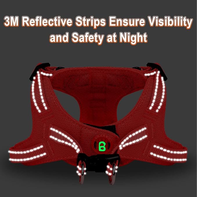Dog Harness Step in Dog Vest Harness, Reflective Adjustable Puppy No Pull Harness Breathable Soft for Small and Medium Dogs Cats, Red, XS-Mewly Pet