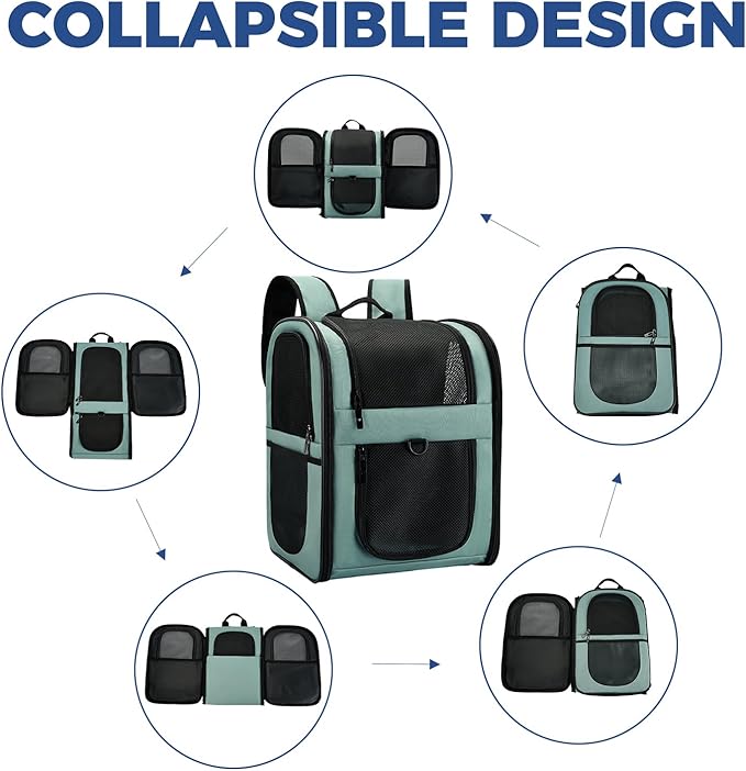 Apollo Walker Dog & Cat Carrier Backpack for 4-15lb Pets - Ventilated Safe Design with Padded Back Support, Breathable Mesh Pet Backpack for Hiking, Travel, Outdoor (Blue)-Mewly Pet