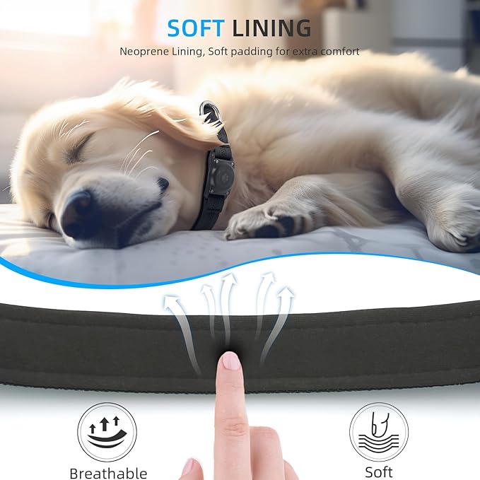 Upgraded AirTag Dog Collar, IP68 Waterproof Air Tag Dog Collar Holder, Reflective, Ultra-Durable, Comfortable Padded, Heavy Duty Dog Collars for Small Medium Large Dogs (M (12.6"-17.1"), Black)-Mewly Pet